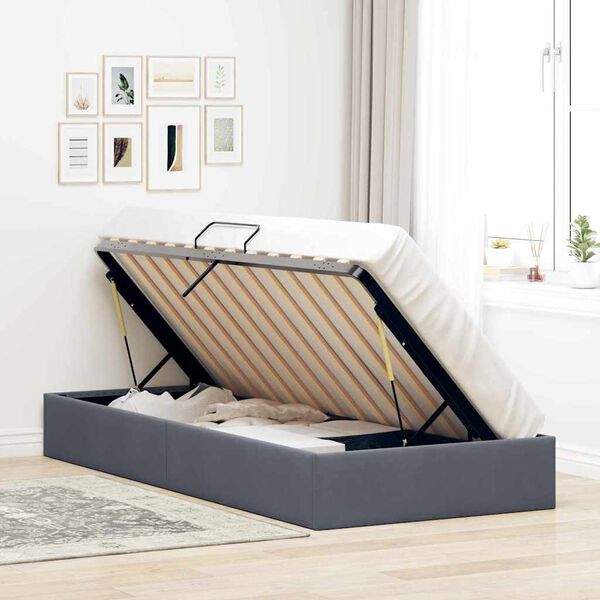vidaXL Lit de Rangement avec matelas Gris fonc&eacute; 100 x 190 cm Velours
