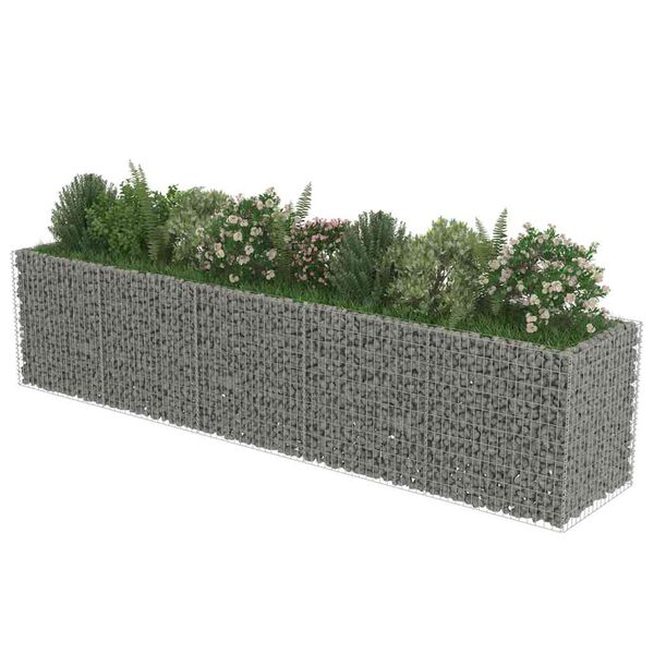 vidaXL Lit sur&eacute;lev&eacute; &agrave; gabion Acier galvanis&eacute; 450x90x100 cm