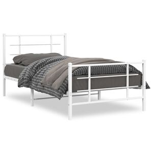vidaXL Cadre de lit métal sans matelas et pied de lit blanc 100x200 cm