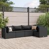 vidaXL Salon de jardin 5 pcs avec coussins Noir R&eacute;sine tress&eacute;e
