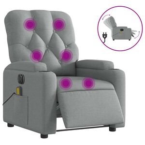 vidaXL Fauteuil inclinable de massage &eacute;lectrique gris clair tissu