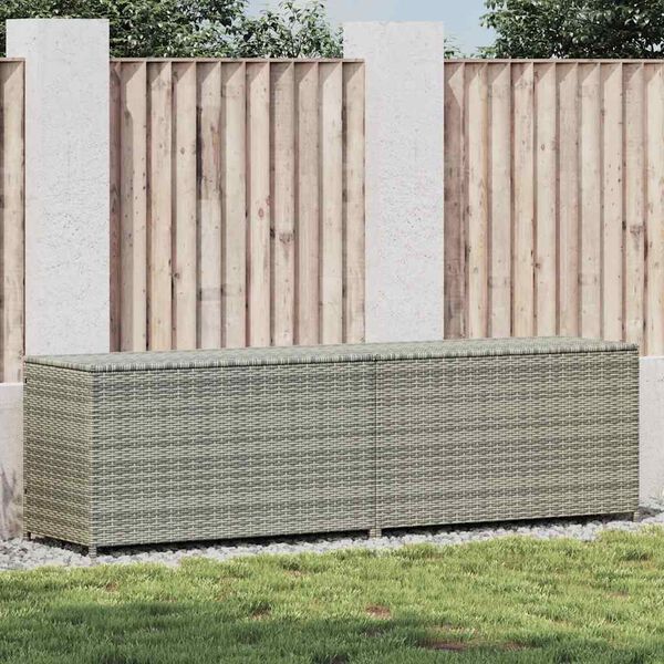 vidaXL Bo&icirc;te de rangement de jardin r&eacute;sine tress&eacute;e 200x50x60 cm gris