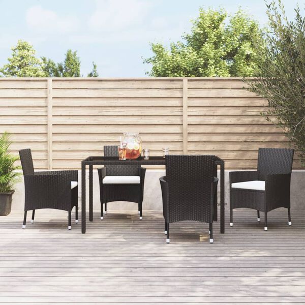 vidaXL Chaises de jardin avec coussins lot de 4 R&eacute;sine tress&eacute;e Noir