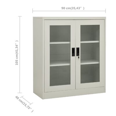 vidaXL Armoire de bureau Gris clair 90x40x105 cm Acier