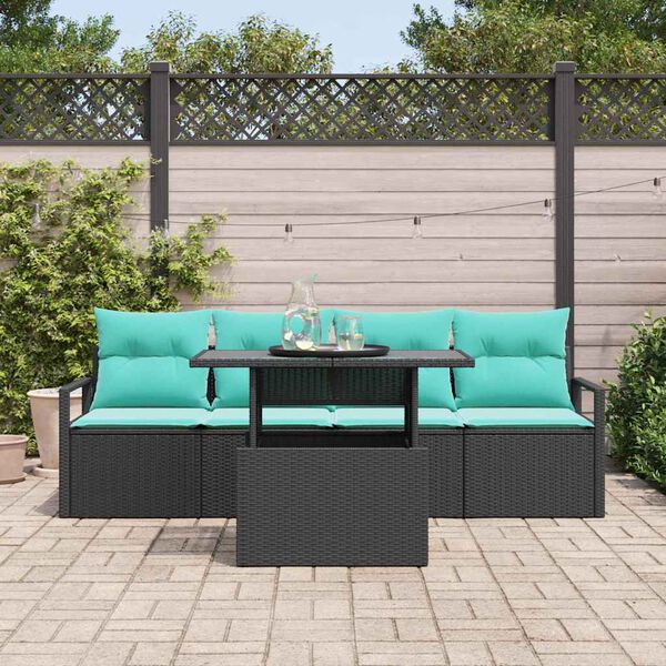 vidaXL Ensemble de canap&eacute; de jardin avec stockage 5 pcs Noir polyrotin