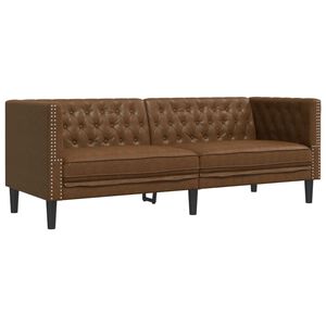 vidaXL Canapé à 3 places Chesterfield marron similicuir daim