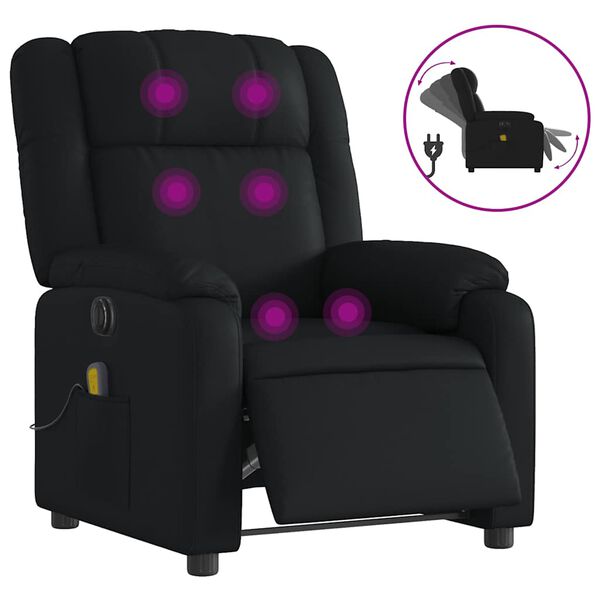 vidaXL Fauteuil inclinable de massage &eacute;lectrique noir similicuir