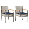 vidaXL Chaises de jardin coussins lot de 2 gris r&eacute;sine tress&eacute;e acacia