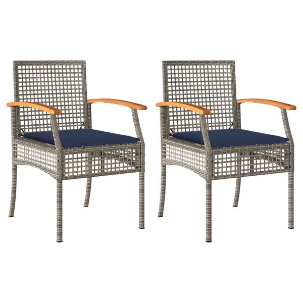 vidaXL Chaises de jardin coussins lot de 2 gris r&eacute;sine tress&eacute;e acacia