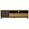 vidaXL Meuble TV avec porte vitr&eacute;e FLAM 158x40x50cm bois massif de pin