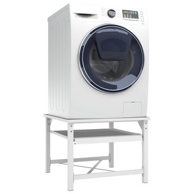 vidaXL Socle de machine à laver avec étagère coulissante blanc