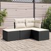 vidaXL Salon de jardin 4 pcs avec coussins noir r&eacute;sine tress&eacute;e