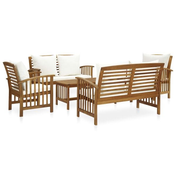 vidaXL Salon de jardin 5 pcs avec coussins Bois d'acacia solide