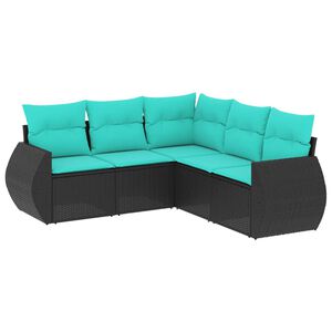 vidaXL Salon de jardin 5 pcs avec coussins noir r&eacute;sine tress&eacute;e