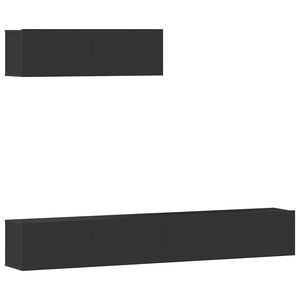 vidaXL Ensemble de meubles TV 3 pcs Noir Bois d'ingénierie