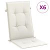 vidaXL Coussins de chaise à dossier haut lot de 6 crème mélangé tissu