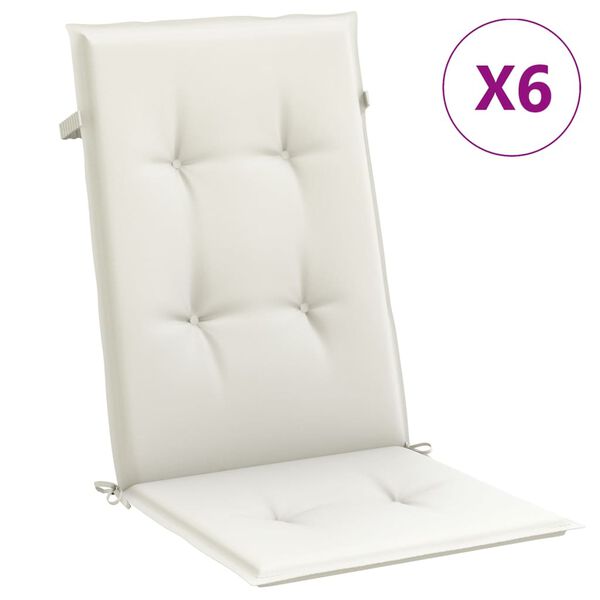 vidaXL Coussins de chaise à dossier haut lot de 6 crème mélangé tissu