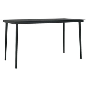vidaXL Table &agrave; d&icirc;ner de jardin Noir 140x70x74 cm Acier et verre