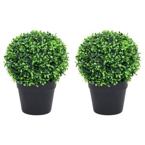 vidaXL Plantes de buis artificiel 2 pcs avec pots Boule Vert 32 cm