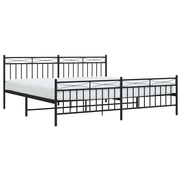 vidaXL Cadre de lit métal sans matelas avec pied de lit noir 193x203cm