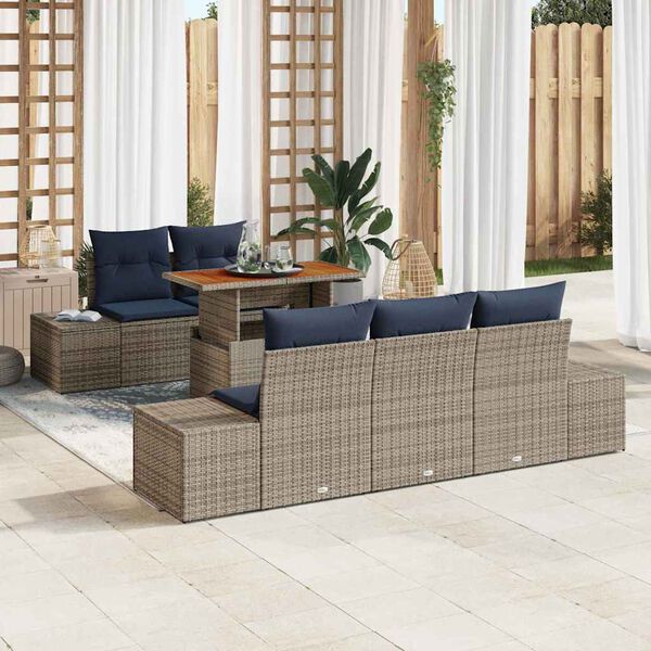 vidaXL Ensemble de salle &agrave; manger pour jardin 6 pcs Gris et marine