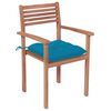 vidaXL Chaises de jardin lot de 4 avec coussins bleu clair Teck solide