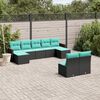 vidaXL Salon de jardin 9 pcs avec coussins noir r&eacute;sine tress&eacute;e