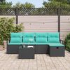 vidaXL Ensemble de canap&eacute; de jardin avec coussin 6 pcs Noir polyrotin