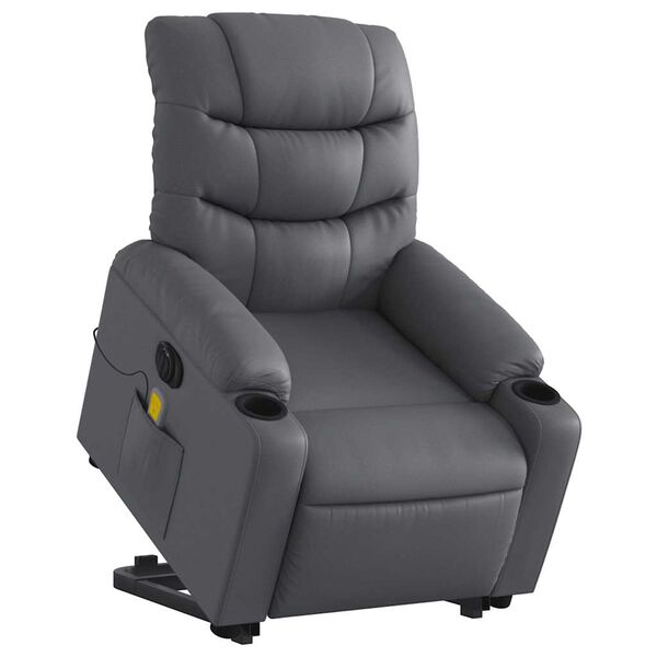 vidaXL Fauteuil inclinable de massage électrique gris similicuir