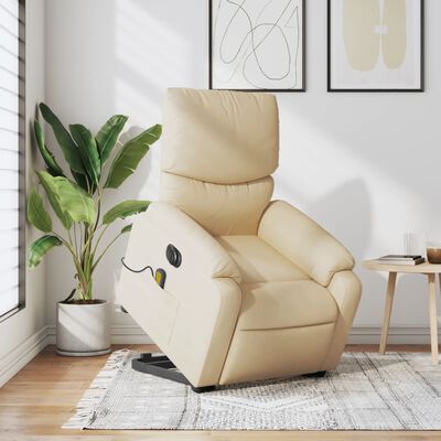 vidaXL Fauteuil inclinable de massage électrique crème tissu