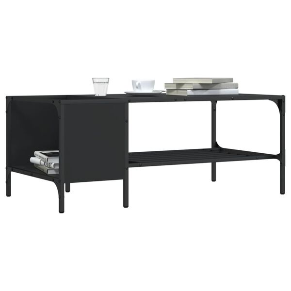 vidaXL Table basse avec support noir 100x51x40 cm bois d'ingénierie