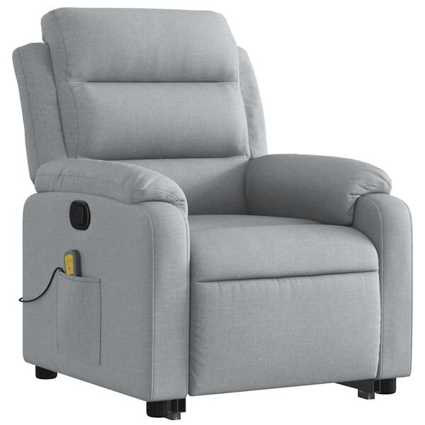 vidaXL Fauteuil inclinable de massage gris clair tissu