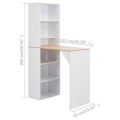 vidaXL Table de bar avec armoire Blanc 115x59x200 cm