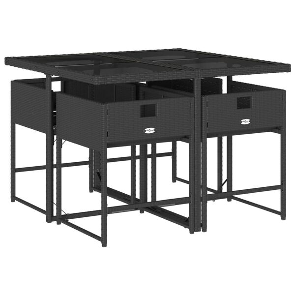 vidaXL Ensemble &agrave; manger de jardin 5 pcs coussins gris r&eacute;sine tress&eacute;e