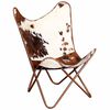 vidaXL Chaise papillon marron et blanc cuir de vache