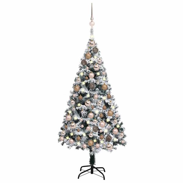 vidaXL Arbre de No&euml;l artificiel pr&eacute;-&eacute;clair&eacute; et boules vert 150 cm PVC