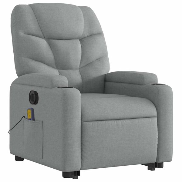 vidaXL Fauteuil inclinable de massage électrique gris clair tissu