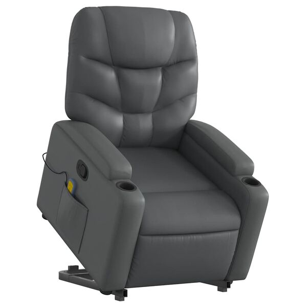 vidaXL Fauteuil inclinable de massage gris similicuir