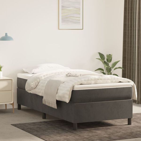 vidaXL Cadre de lit gris fonc&eacute; 100x190 cm velours