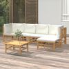 vidaXL Salon de jardin 6 pcs avec coussins blanc cr&egrave;me bambou
