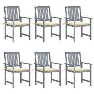 vidaXL Chaises de jardin et coussins lot de 6 Bois acacia massif Gris