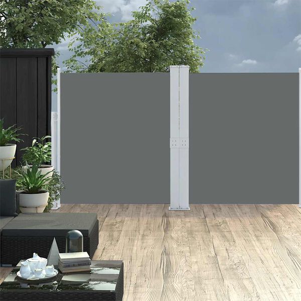vidaXL Auvent lat&eacute;ral double r&eacute;tractable de patio 170x600cm Anthracite