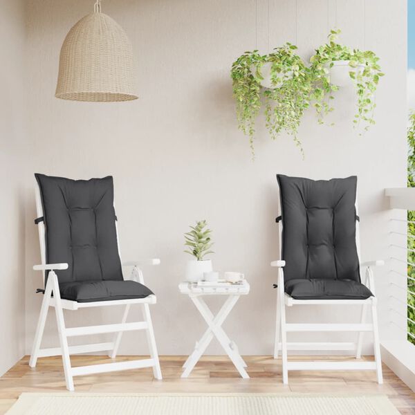 vidaXL Coussins de chaise &agrave; dossier haut lot de 2 anthracite m&eacute;lang&eacute;