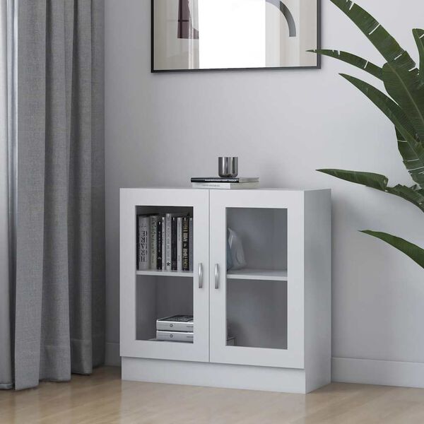 vidaXL Armoire &agrave; vitrine Blanc 82,5x30,5x80 cm Bois d'ing&eacute;nierie