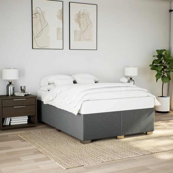 vidaXL Cadre de lit sans matelas gris foncé tissu