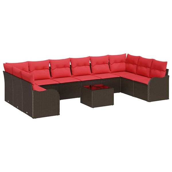 vidaXL Ensemble de Canapés avec coussin 11 pcs Marron Polyester