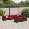 vidaXL Salon de jardin 10 pcs avec coussins marron r&eacute;sine tress&eacute;e