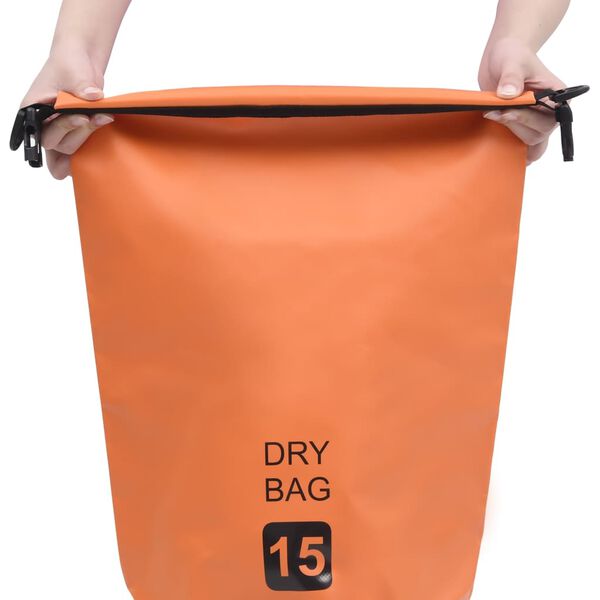 vidaXL Sac sec Orange 15 L PVC