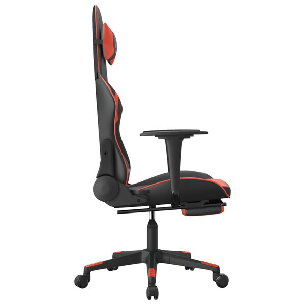 vidaXL Chaise de jeu avec repose-pied Noir et rouge Similicuir