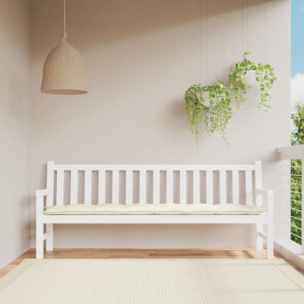 vidaXL Coussin de banc de jardin blanc cr&egrave;me 200x50x7 cm tissu oxford